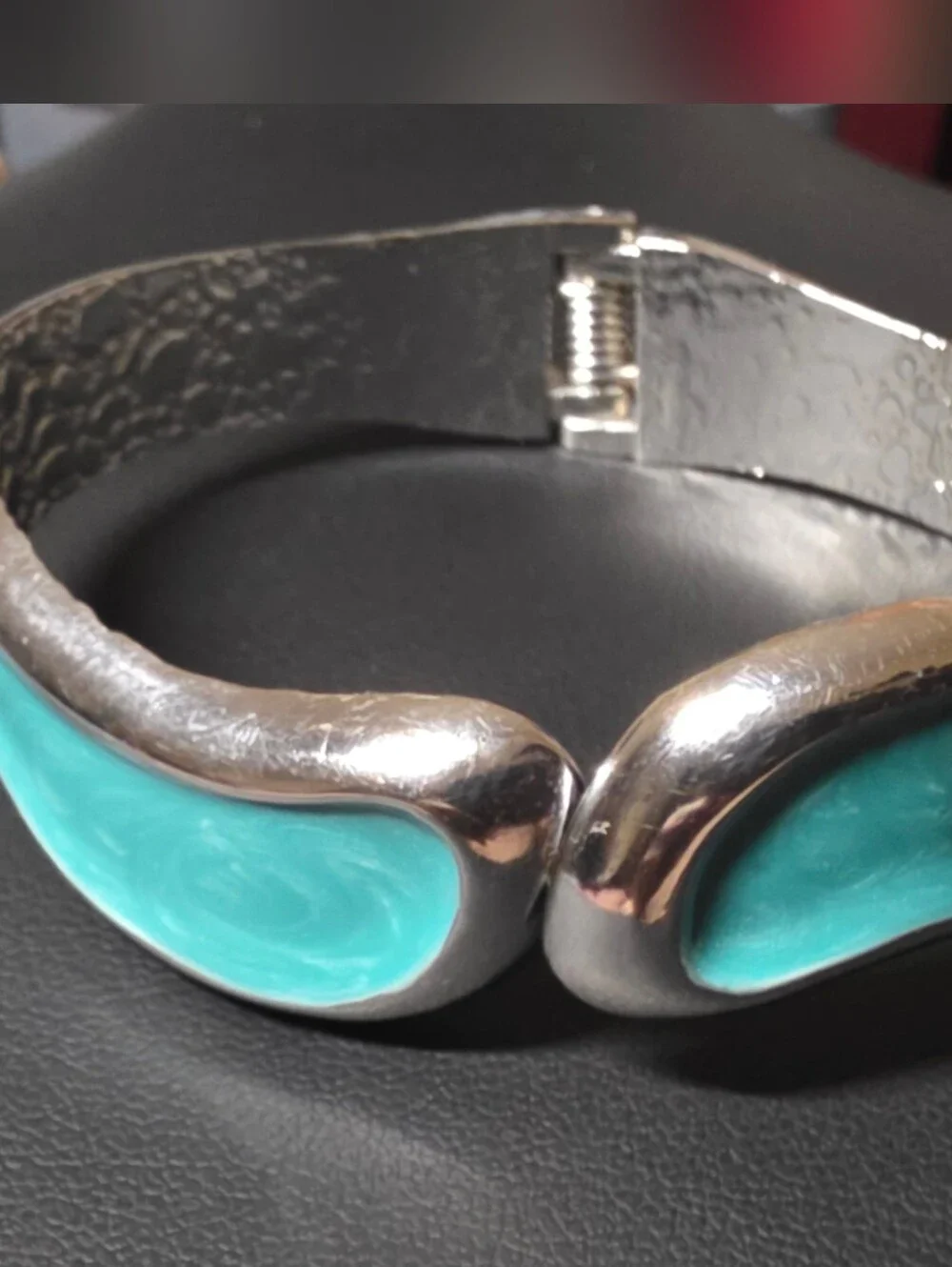 Silver-Tone Bracelet with Turquoise Inlay